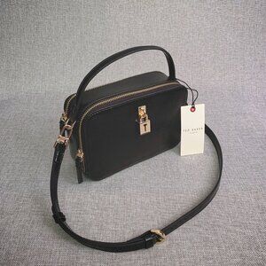 TED BAKER Teena Top Handle Crossbody Square Bag w/ Logo Lock Charm – Black – NWT
